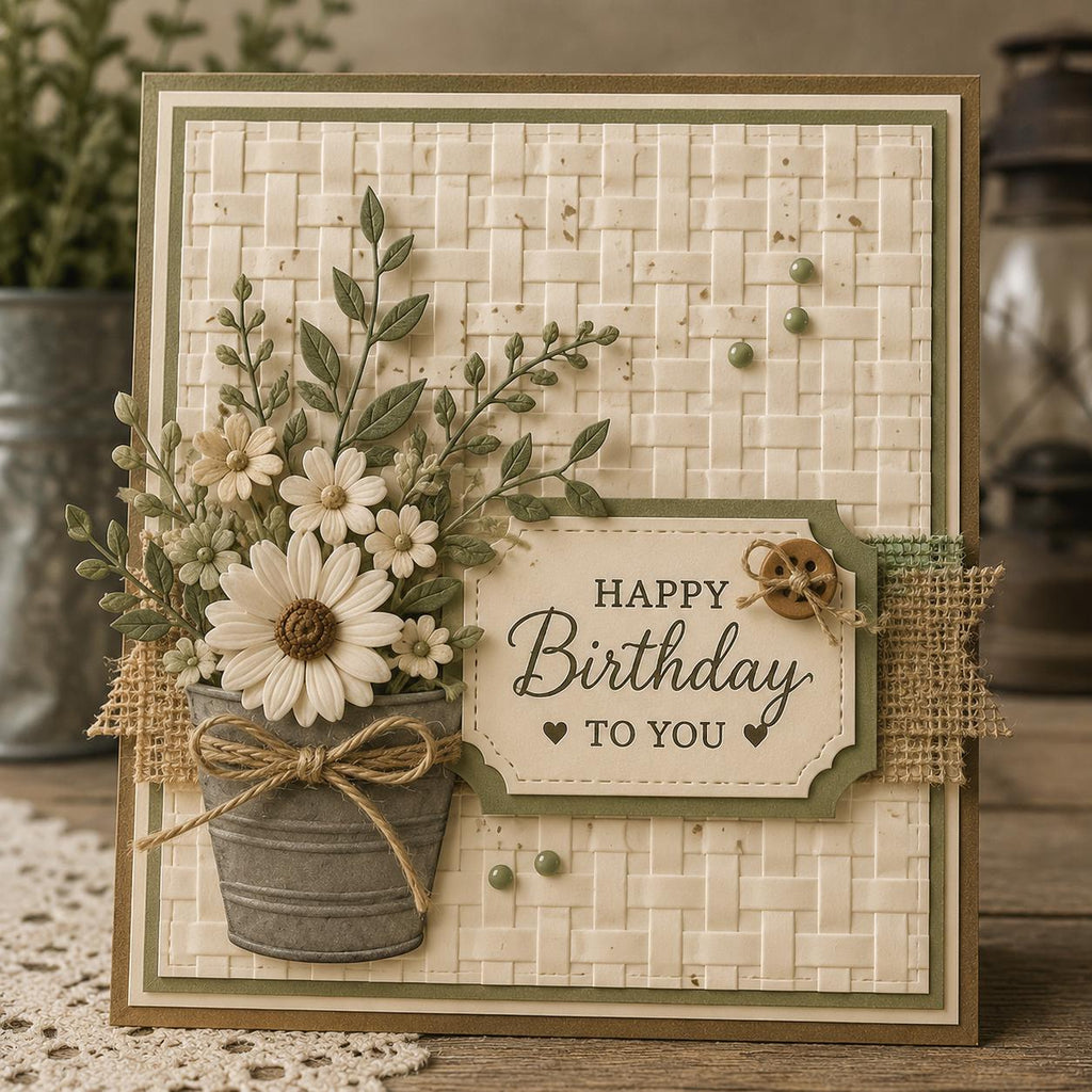 Basket Weave Embossing Folder 6x6 Inch Textured Background for Paper Crafts