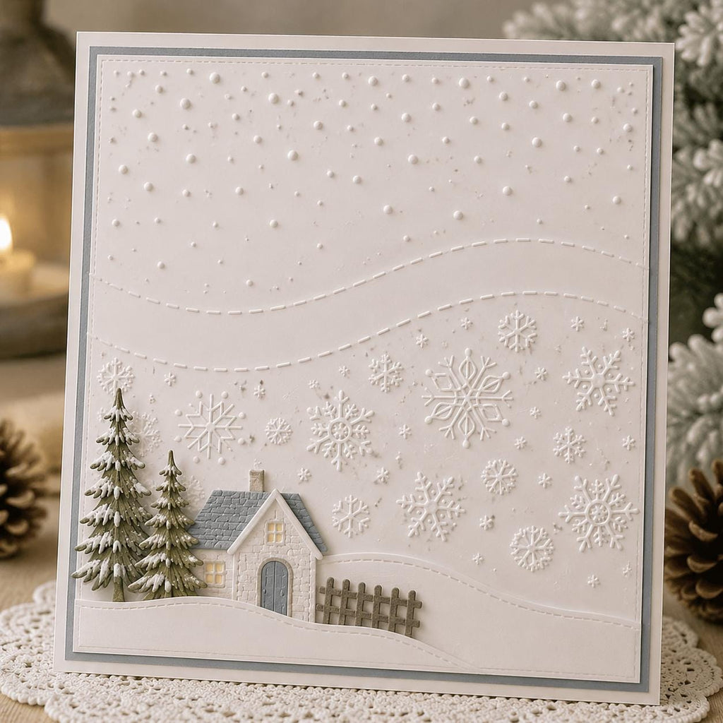 Snowflake Border Embossing Folder 5.91 x 5.91 Inch Winter Background for Card Making