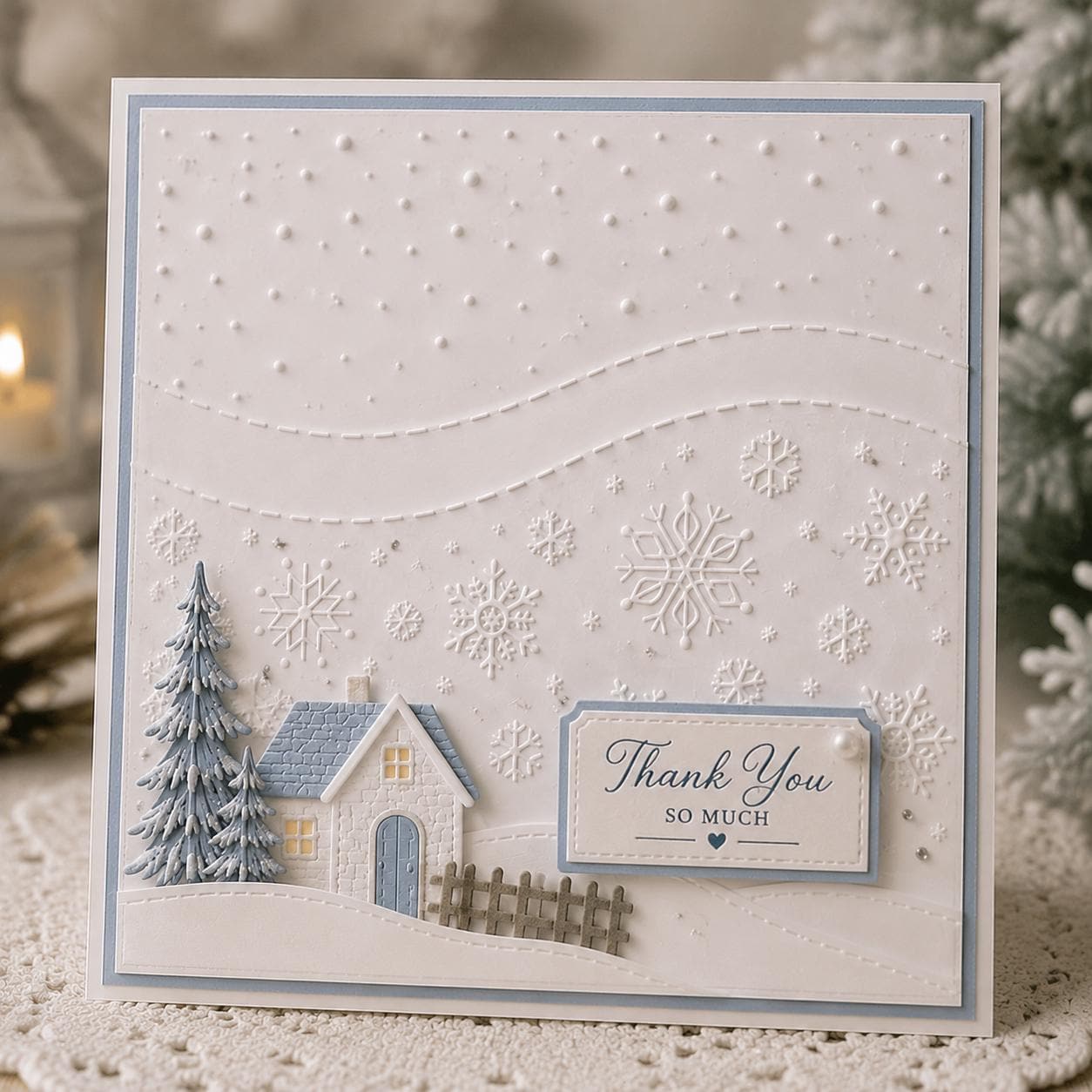Snowflake Border Embossing Folder 5.91 x 5.91 Inch Winter Background for Card Making