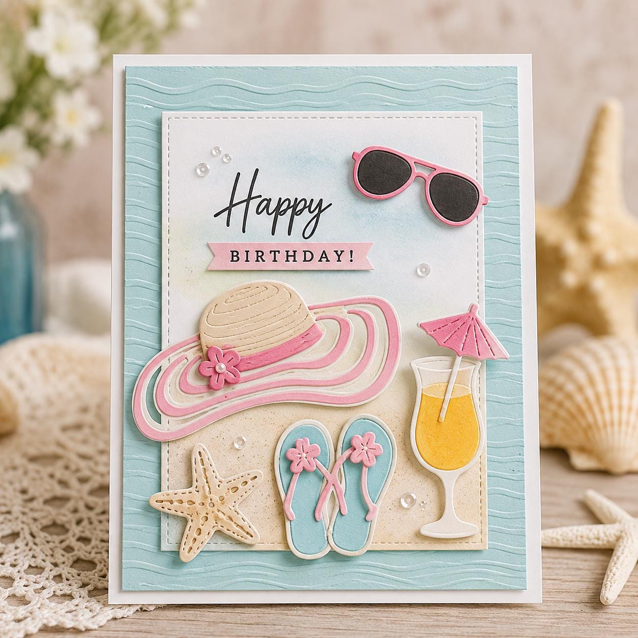 Seaside Summer Metal Cutting Dies Set for Card Making Scrapbooking and Beach Crafts