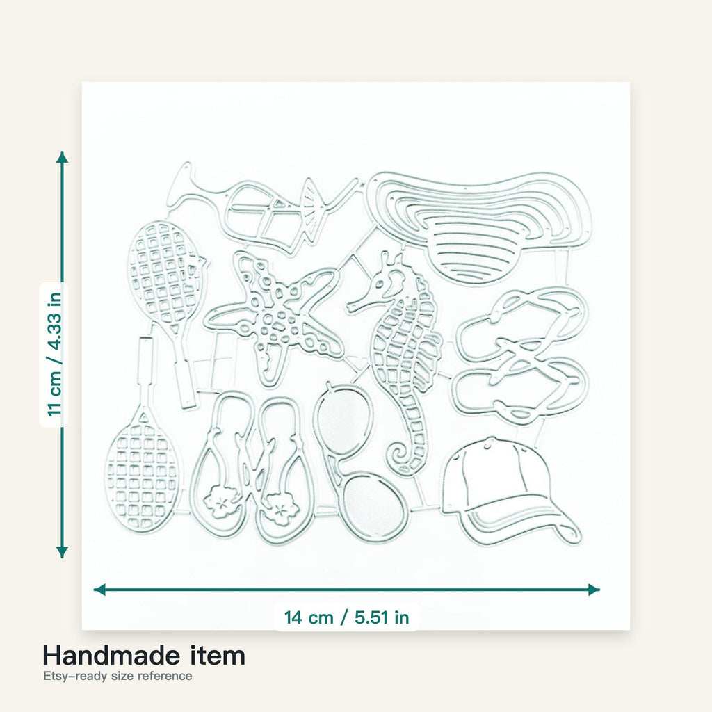 Seaside Summer Metal Cutting Dies Set for Card Making Scrapbooking and Beach Crafts