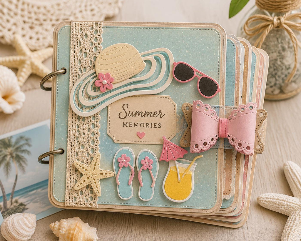 Seaside Summer Metal Cutting Dies Set for Card Making Scrapbooking and Beach Crafts