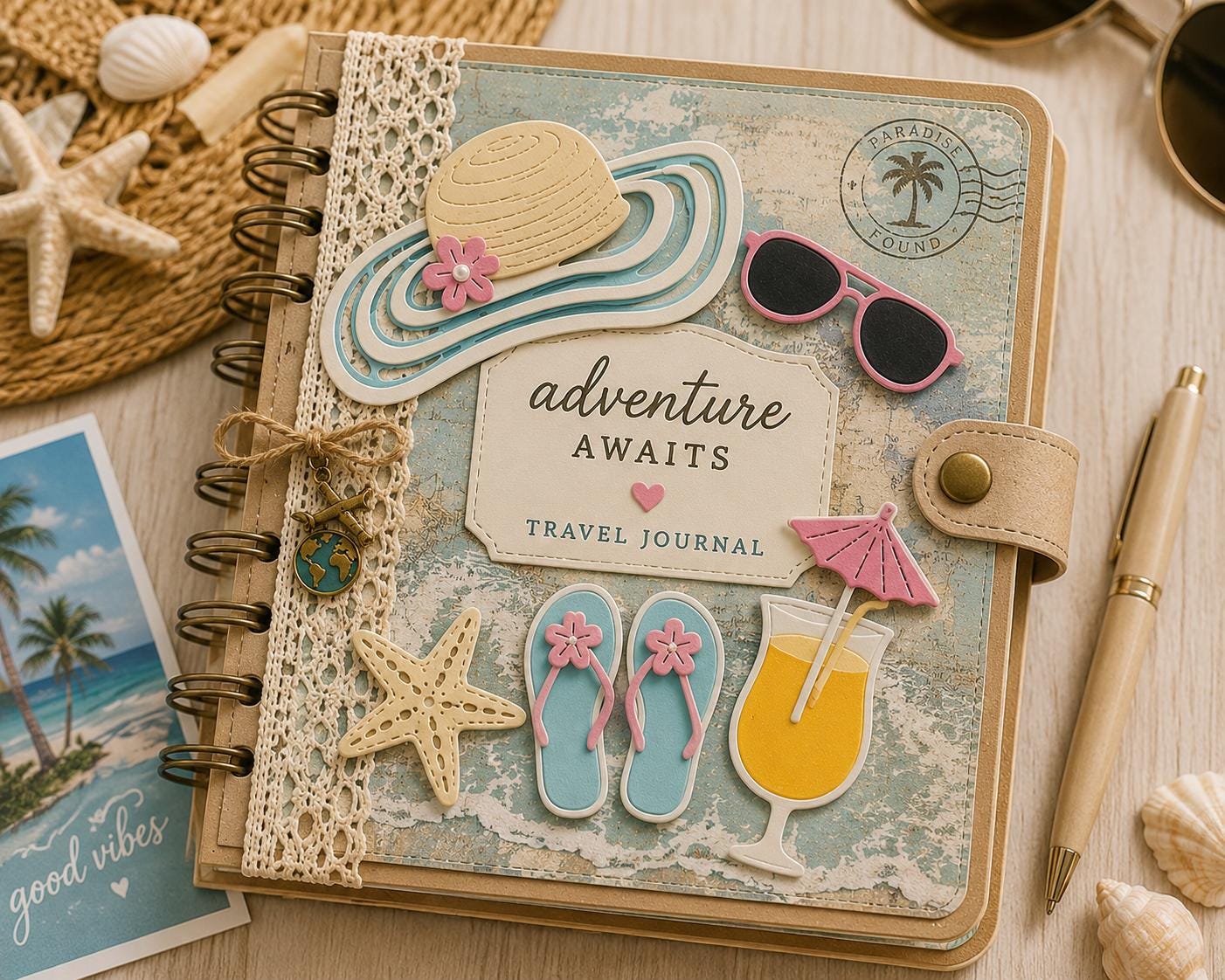 Seaside Summer Metal Cutting Dies Set for Card Making Scrapbooking and Beach Crafts