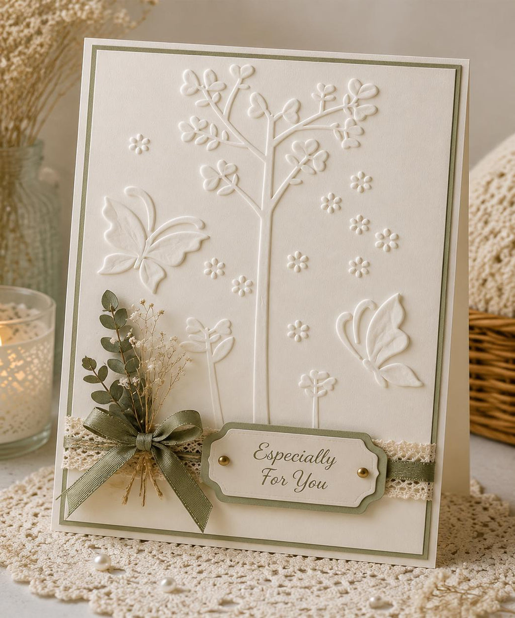 Butterfly Tree Embossing Folder 4.13 x 5.83 Inch for Card Making and Scrapbooking