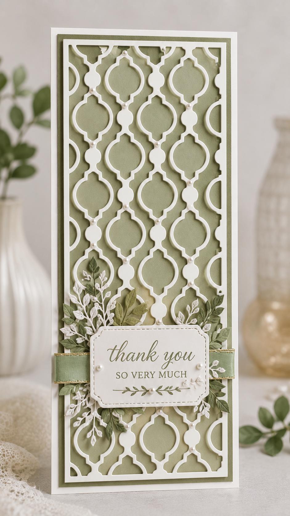 Slimline Chevron Ornate Metal Cutting Dies Set for Card Making Scrapbooking Paper Crafts