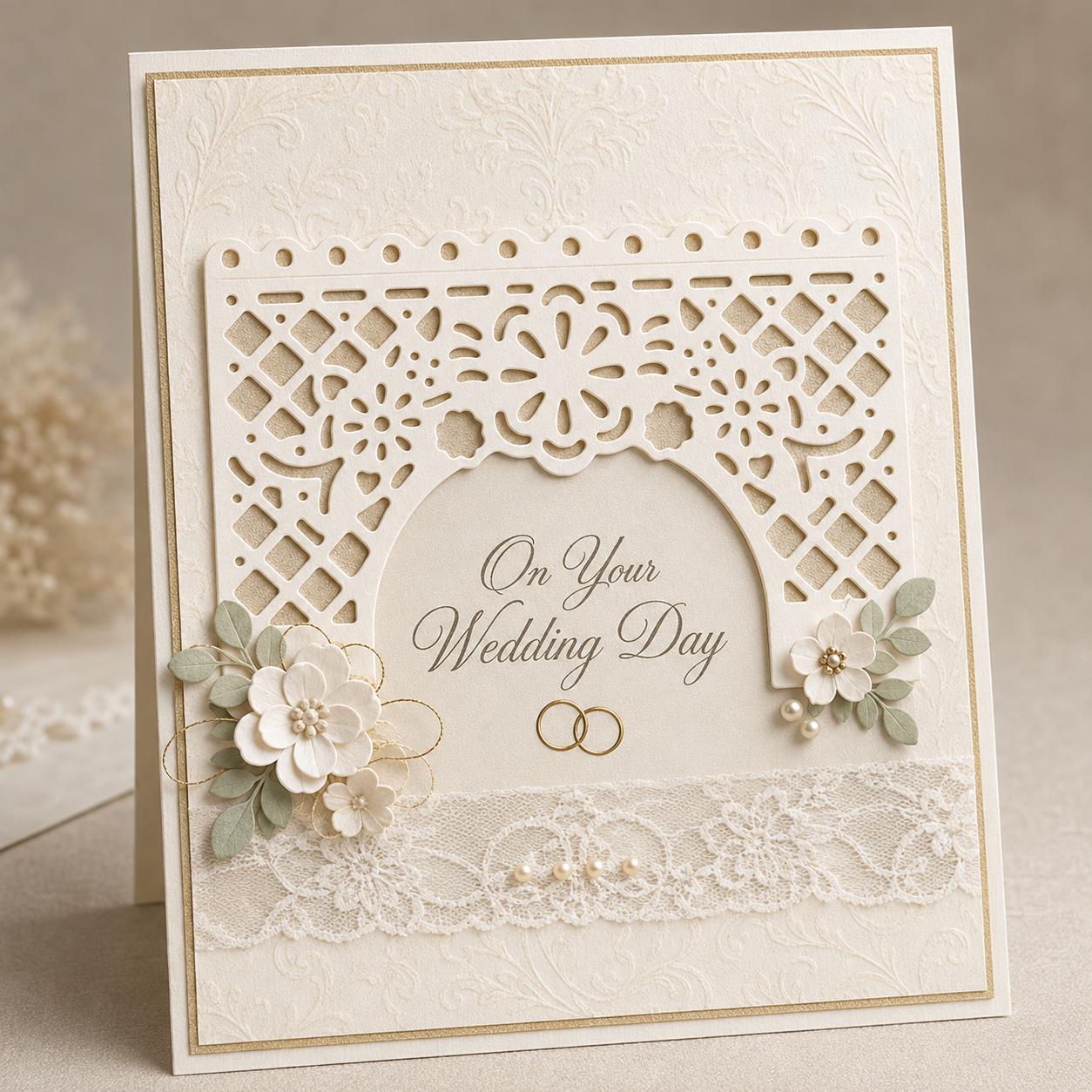 Lace Gatefold Arch Panel Metal Cutting Die for Wedding Cards Invitations and Scrapbooking