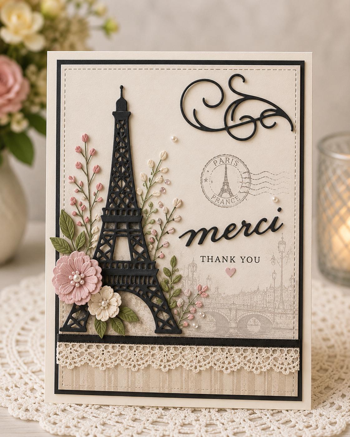 Eiffel Tower Amour Metal Cutting Dies: Paris Romantic Card Scrapbooking Crafts