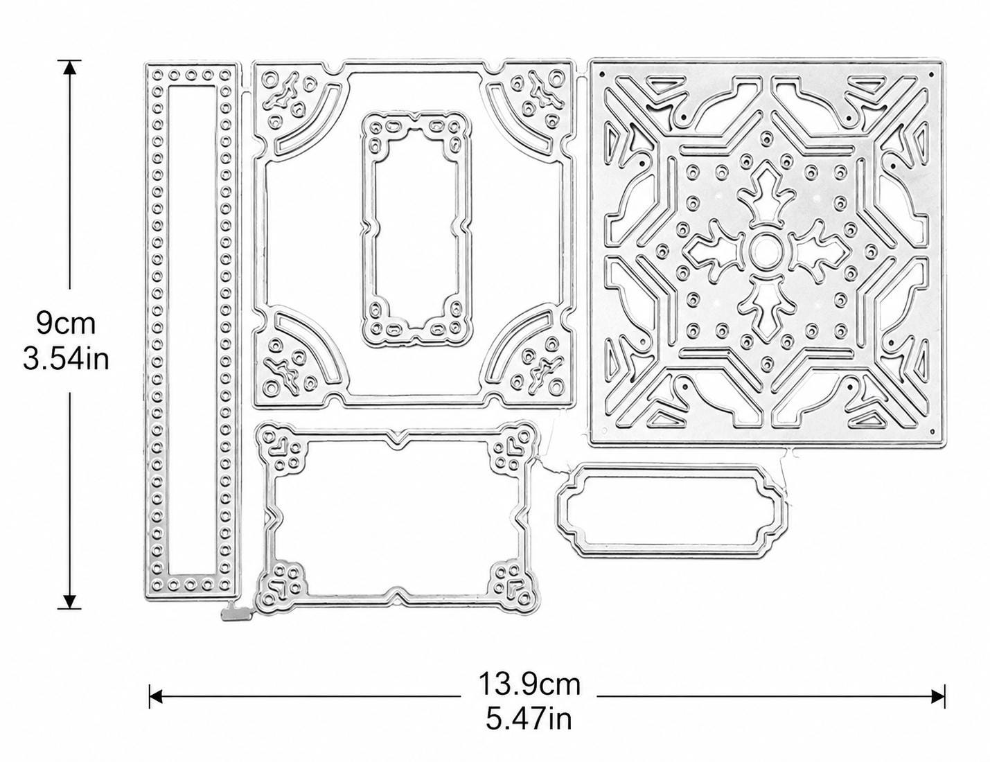 Ornate Tile Frame Label Metal Cutting Dies for Card Making, Scrapbooking Crafts