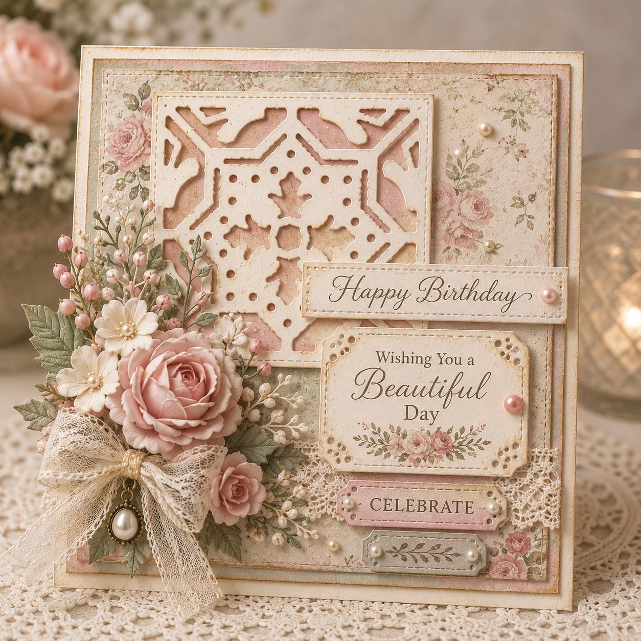 Ornate Tile Frame Label Metal Cutting Dies for Card Making, Scrapbooking Crafts