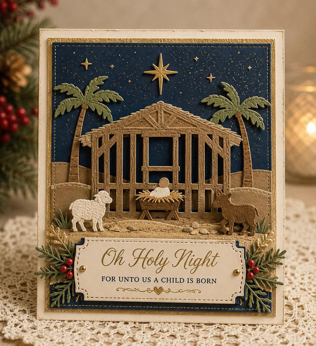 Nativity Stable Scene Metal Cutting Dies Set for Christmas Cards Scrapbooking and Holiday Crafts