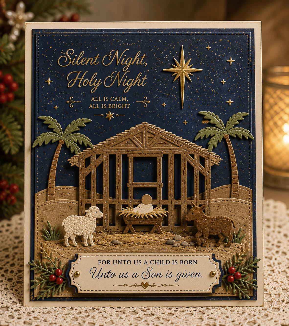 Nativity Stable Scene Metal Cutting Dies Set for Christmas Cards Scrapbooking and Holiday Crafts