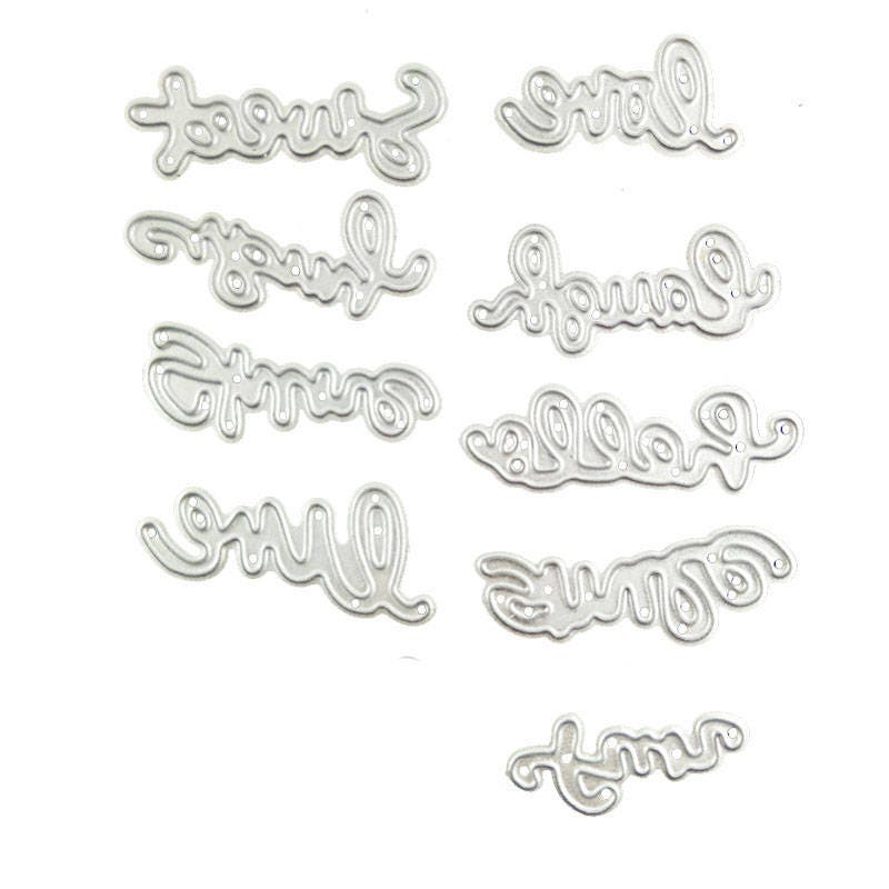 Words Metal Cutting Dies, Scrapbooking Stencils (9pcs)