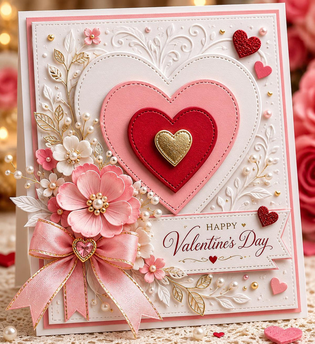 10 Stitched Heart Metal Cutting Dies for Card Making