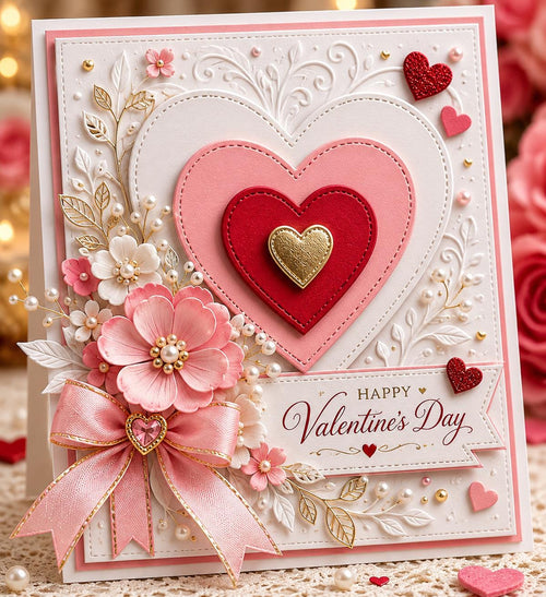 10 Stitched Heart Metal Cutting Dies for Card Making