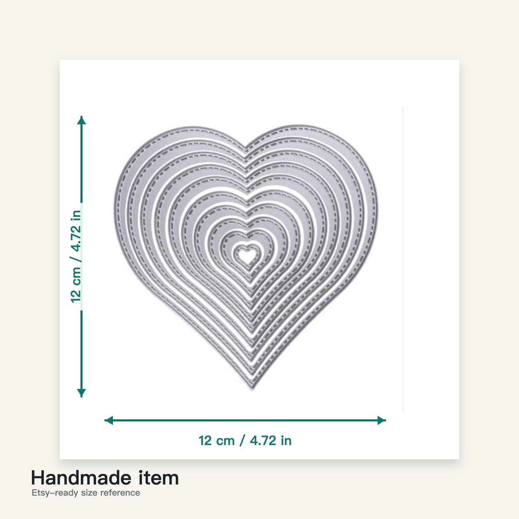 10 Stitched Heart Metal Cutting Dies for Card Making