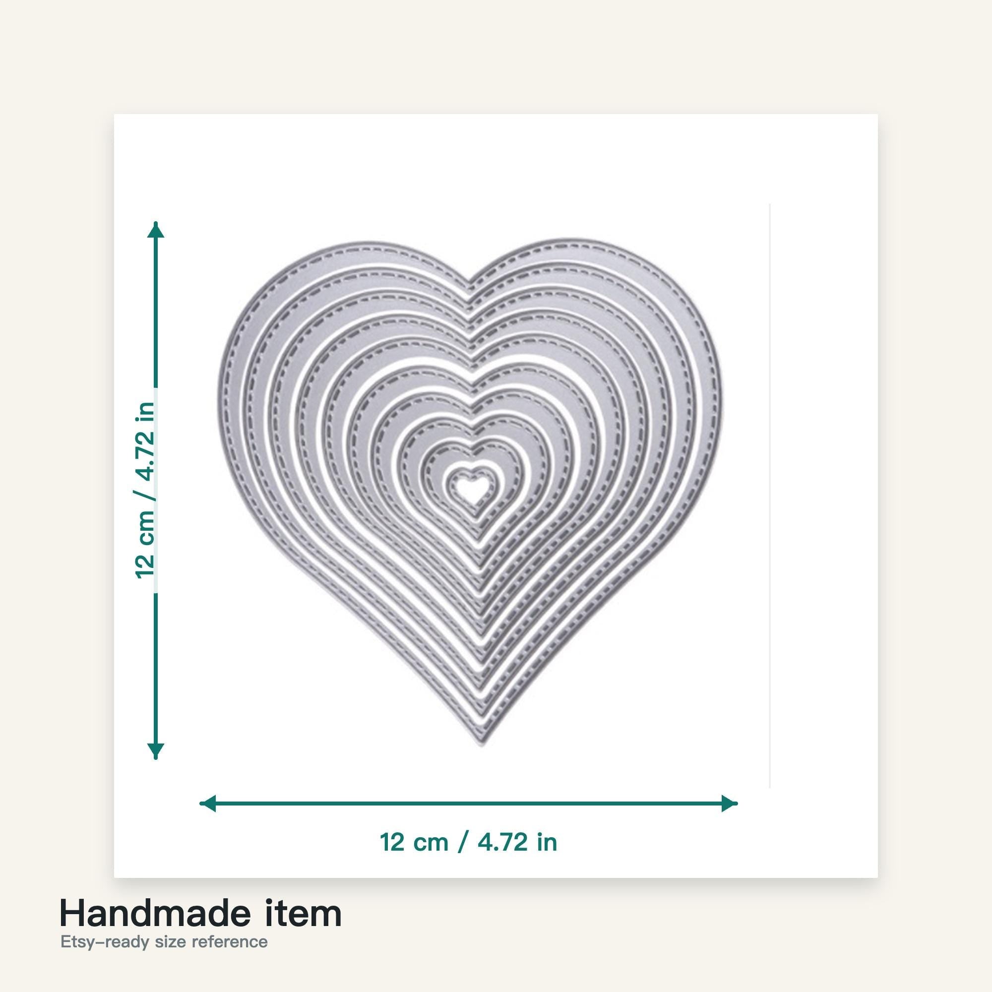 10 Stitched Heart Metal Cutting Dies for Card Making