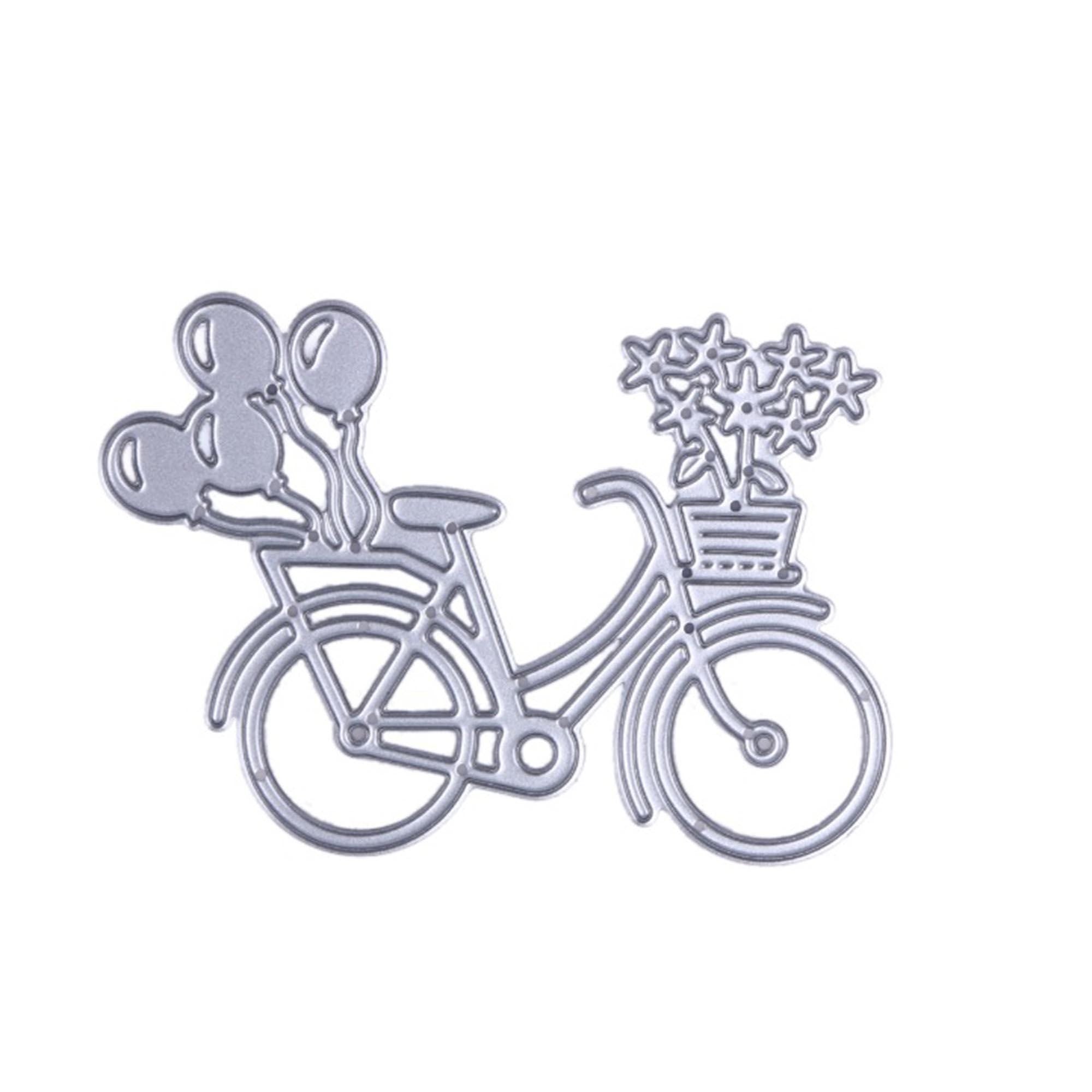 Bicycle with Flowers & Balloons Cutting Die, Scrapbooking Stencil