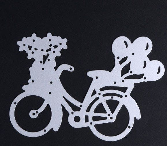 Bicycle with Flowers & Balloons Cutting Die, Scrapbooking Stencil