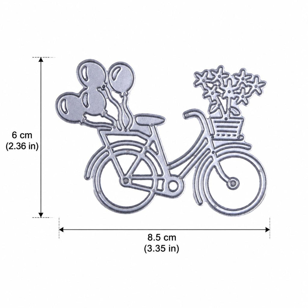 Bicycle with Flowers & Balloons Cutting Die, Scrapbooking Stencil