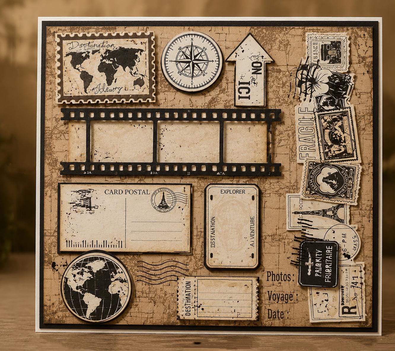 Vintage Travel Clear Stamp, Postage Stamp for Journals and Cards