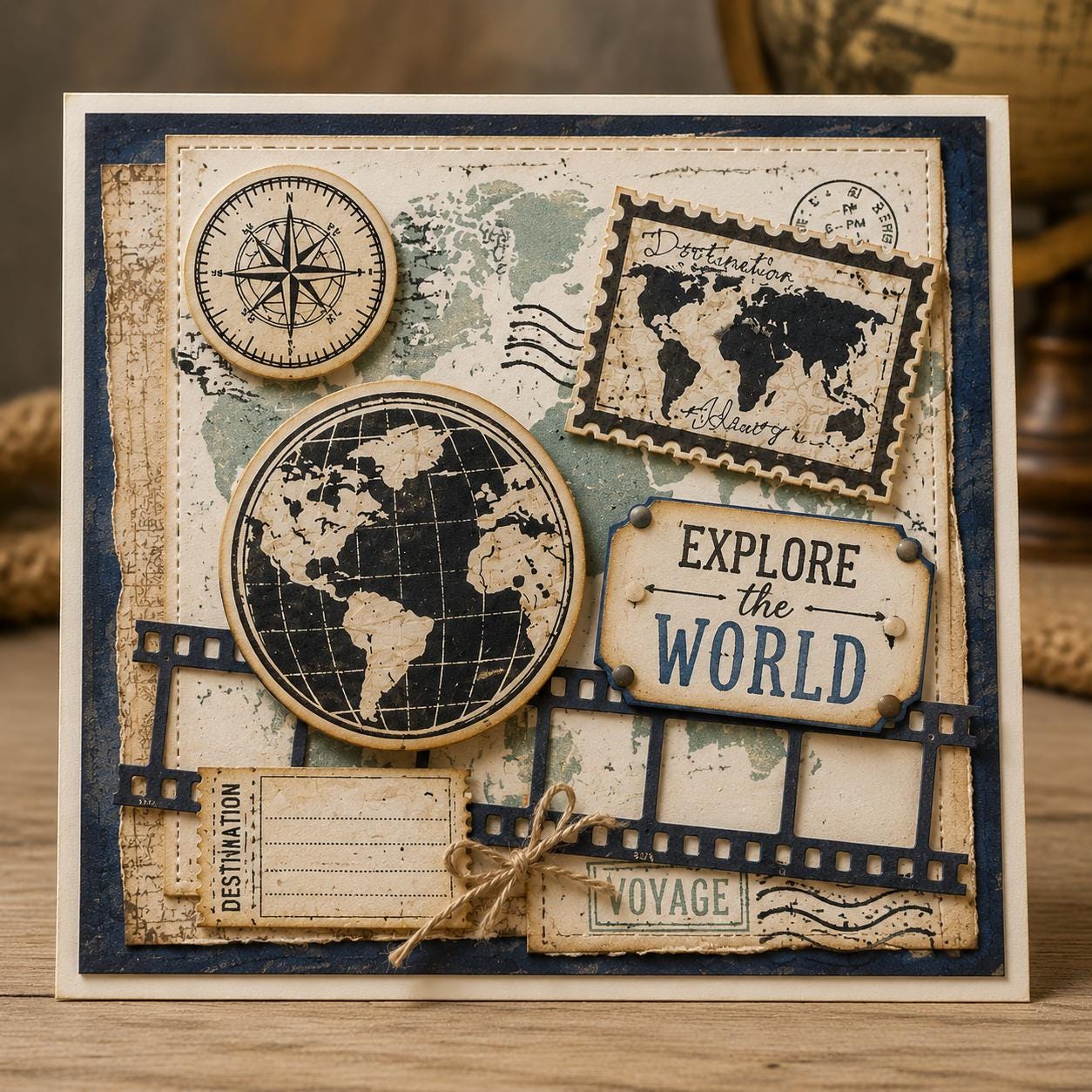 Vintage Travel Clear Stamp, Postage Stamp for Journals and Cards