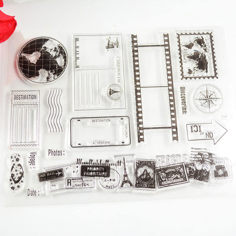Vintage Travel Clear Stamp, Postage Stamp for Journals and Cards