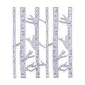 Silver metal cutting dies shaped like tall birch trees and branches