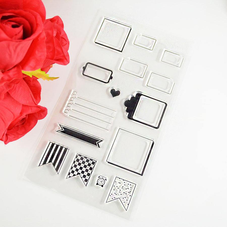 Tag Frame Clear Stamps, Label Silicone Stamps for Journals Cards