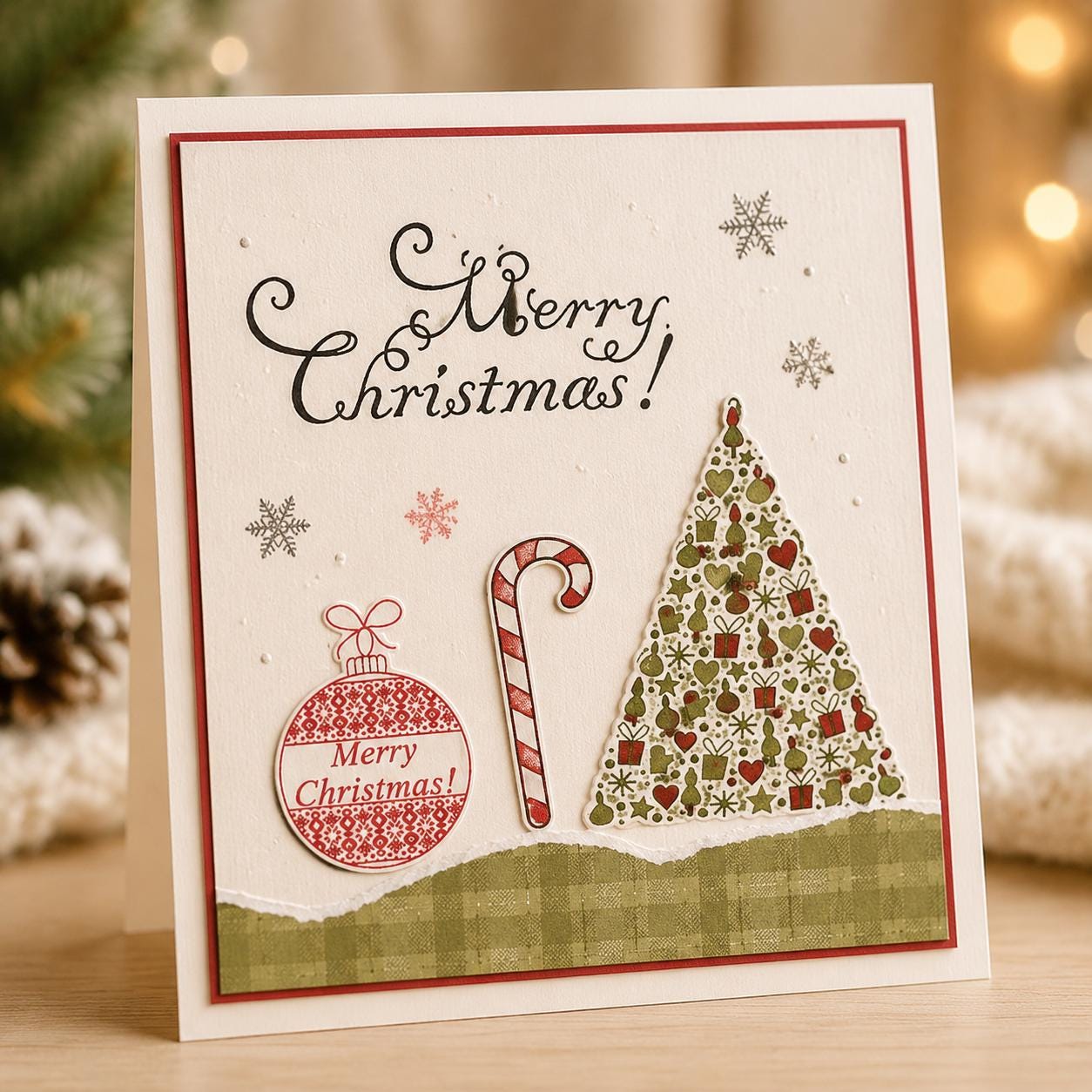 Merry Christmas Clear Stamp: Candy Cane, Snowflake, Scrapbooking (11x16cm)