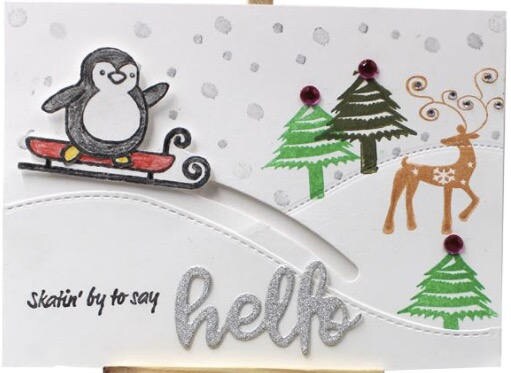 Skating Penguin Christmas Clear Stamp and Cutting Die Set