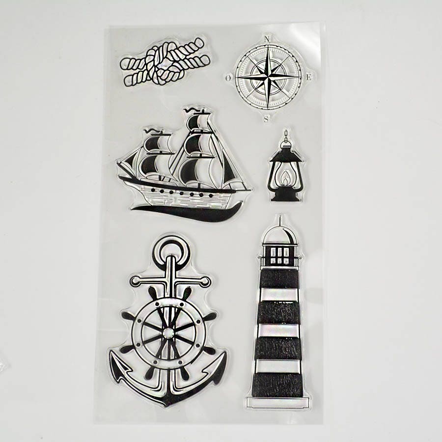 Sailing ship lighthouse clear stamp rubber seal for card making DIY scrapbooking paper stamping