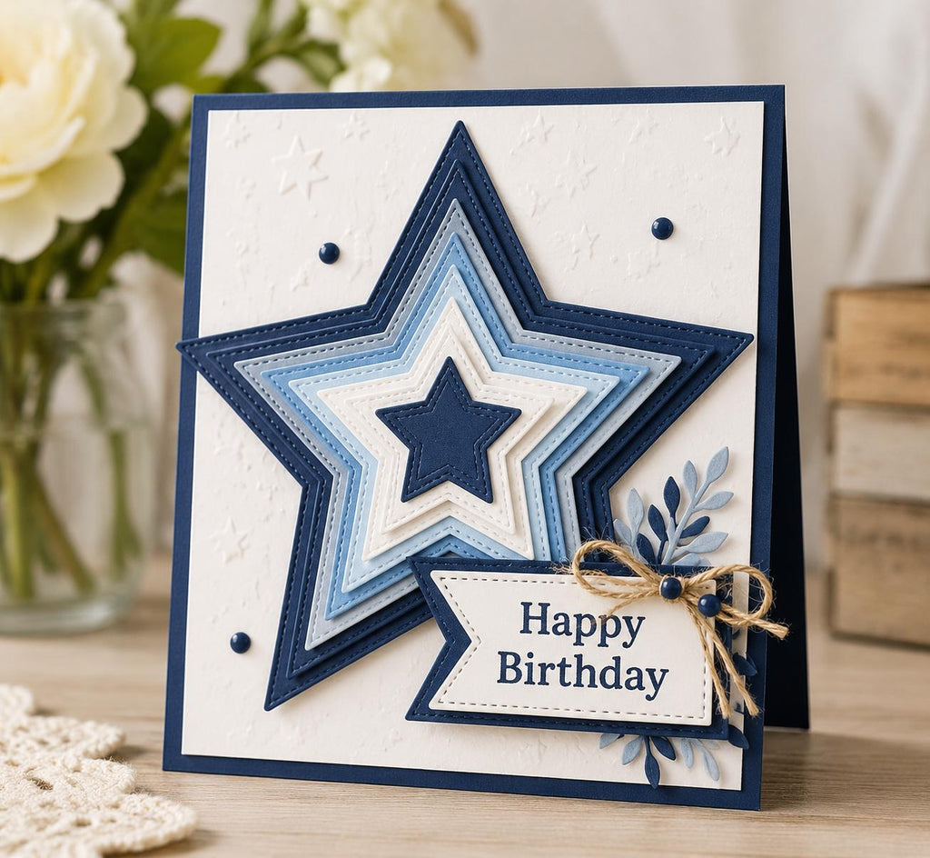 Stitched Star Metal Cutting Dies, Scrapbooking Stencils (8pcs)