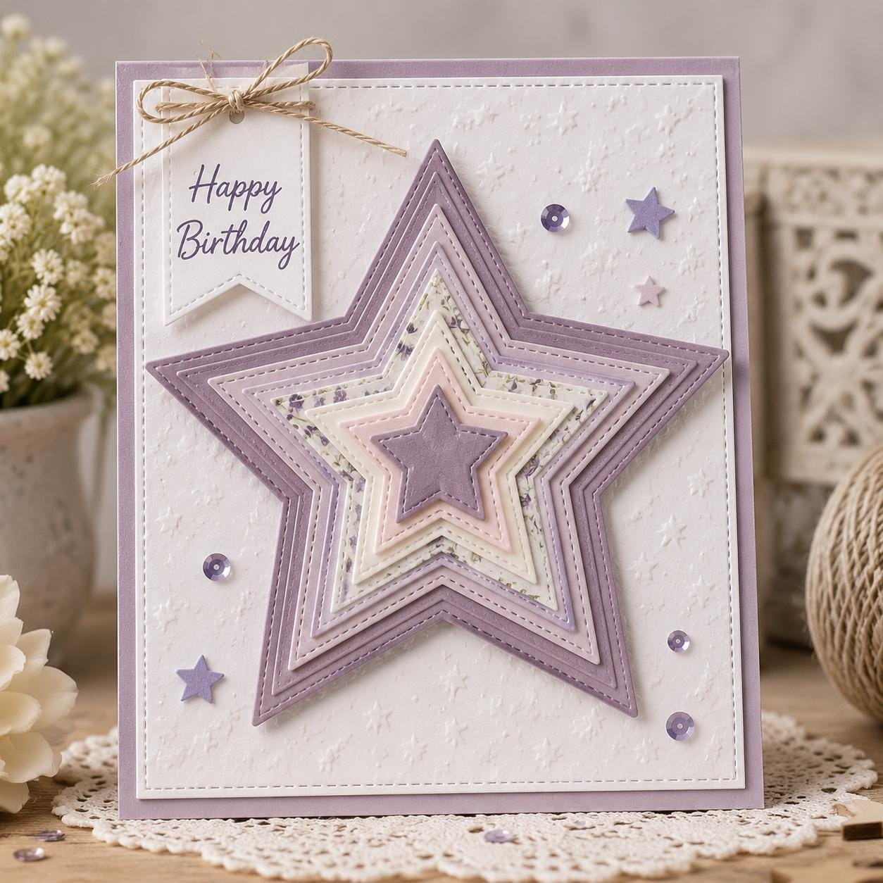 Stitched Star Metal Cutting Dies, Scrapbooking Stencils (8pcs)