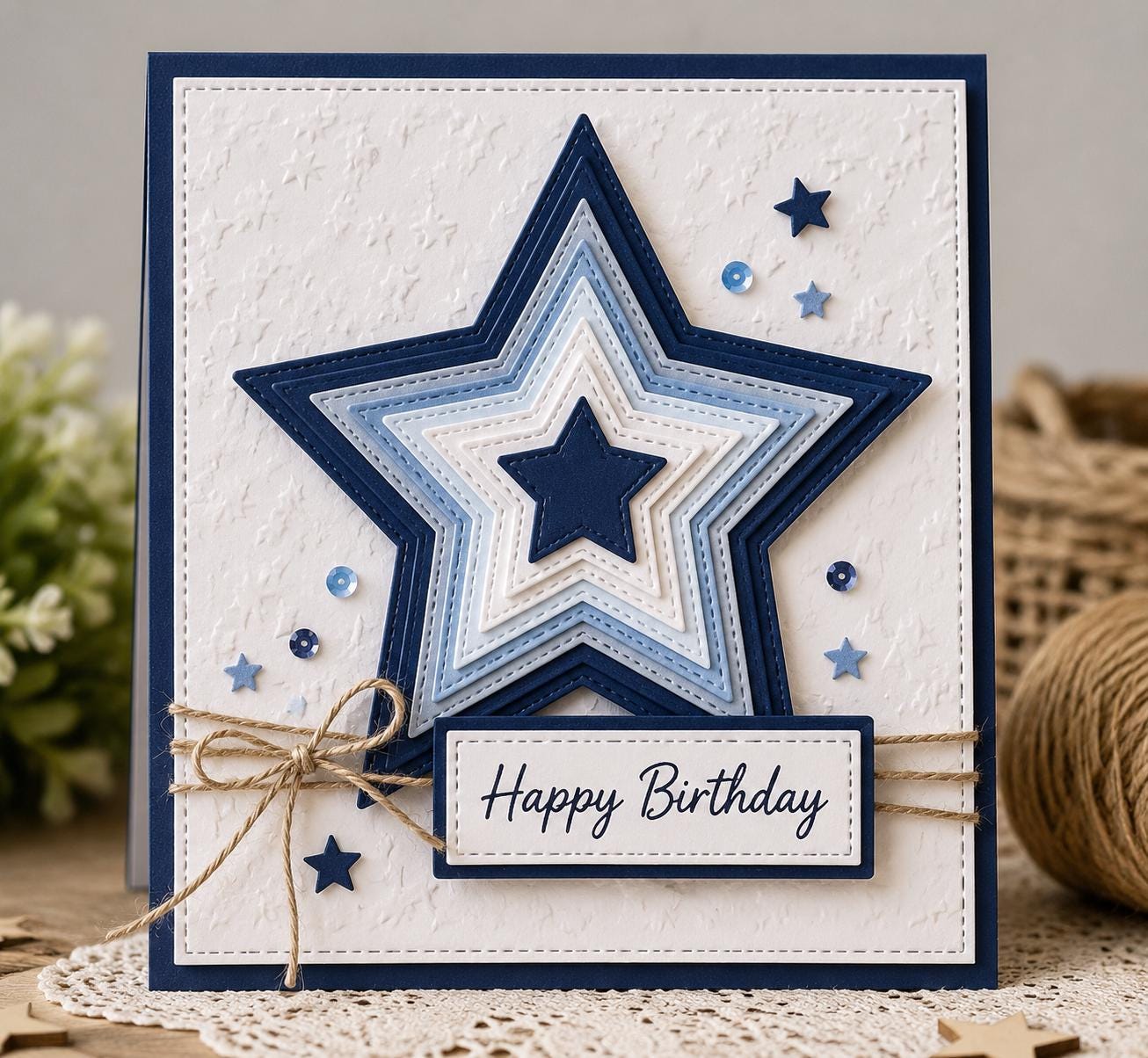 Stitched Star Metal Cutting Dies, Scrapbooking Stencils (8pcs)