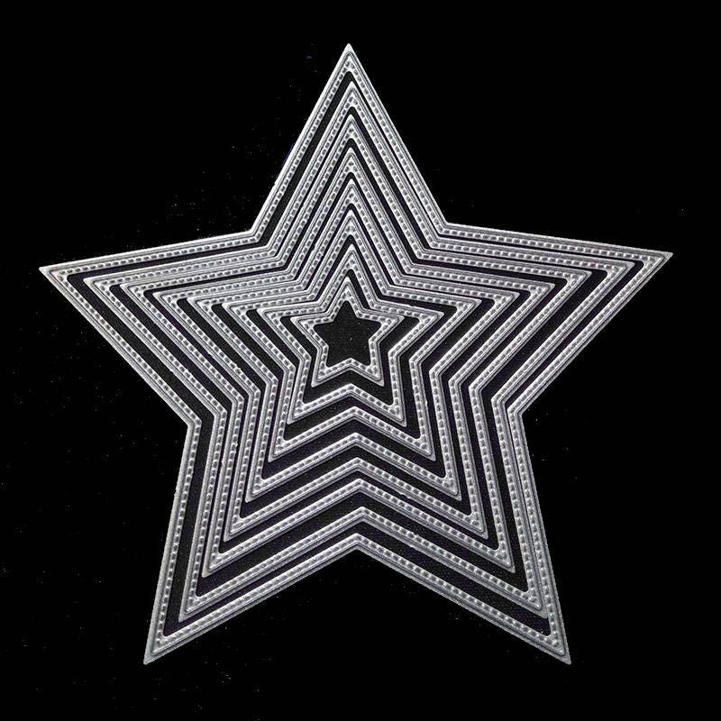 Stitched Star Metal Cutting Dies, Scrapbooking Stencils (8pcs)