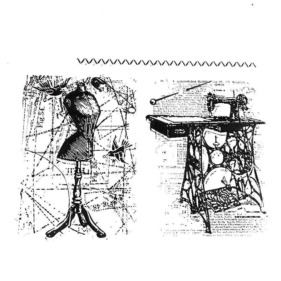 Sewing Machine Clear Stamps, Dress Form Stamps for Scrapbook Cards