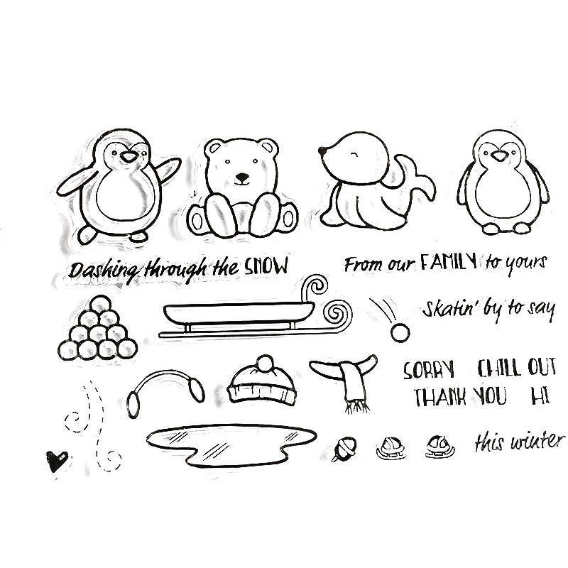 Holiday Animals Clear Stamp, Winter Silicone Stamp for Scrapbook Cards