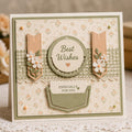 Floral bookmark with stitched edges, white flower, twine bow, and leaf charm