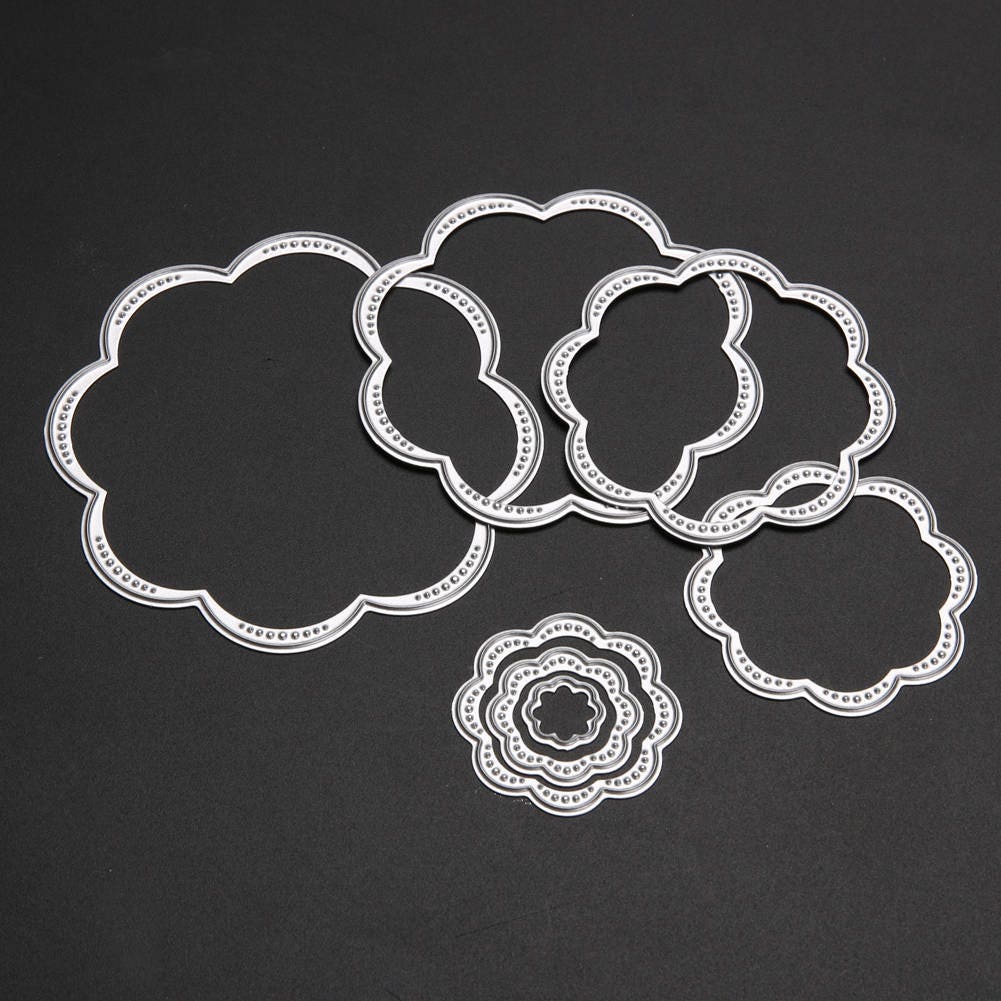 Flower Die Cut Set, Stitched Carbon Steel Dies, Scrapbooking Craft (7pcs)
