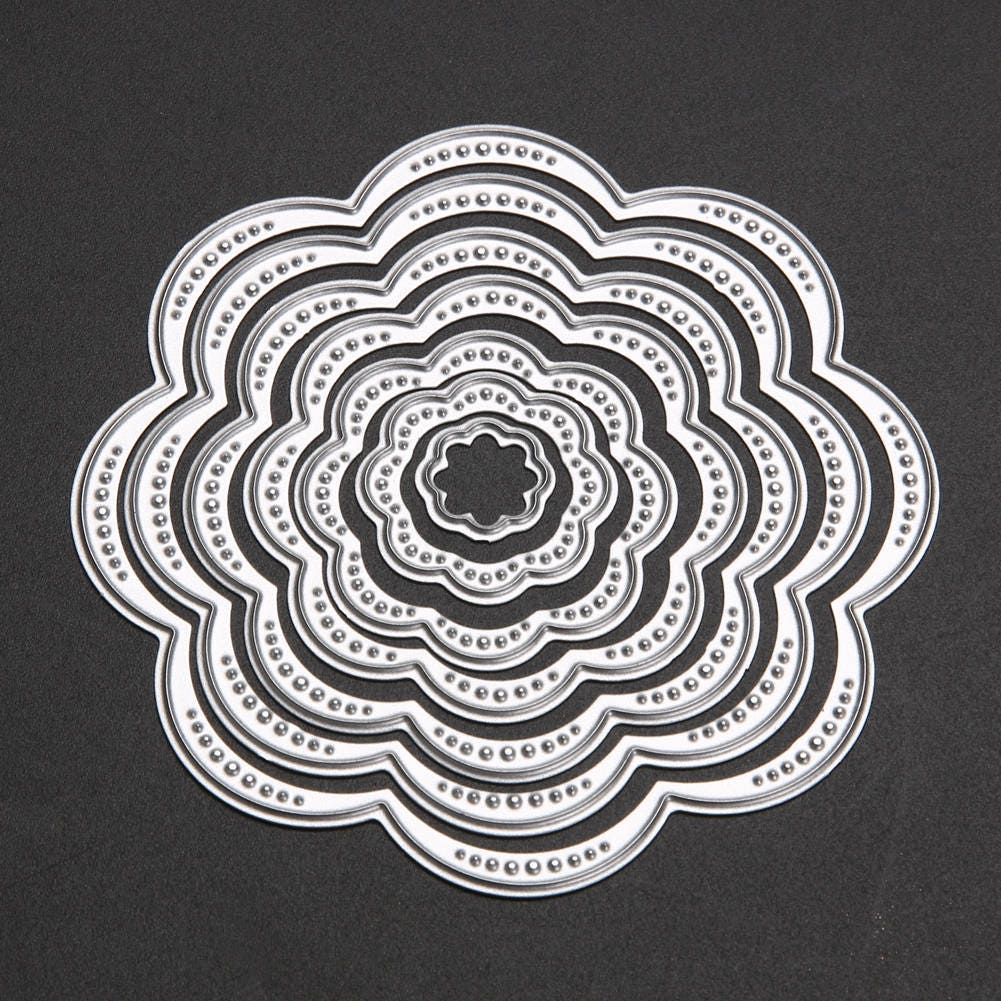 Flower Die Cut Set, Stitched Carbon Steel Dies, Scrapbooking Craft (7pcs)