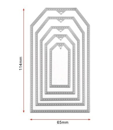 Stitched Tag Metal Cutting Dies, 5pcs Gift Card Making Steel Dies