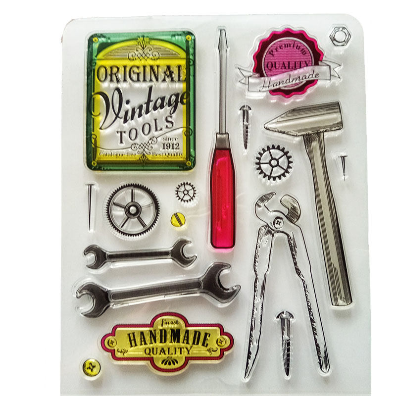 Vintage Tools Clear Stamp Set - DIY Scrapbooking, Card Making