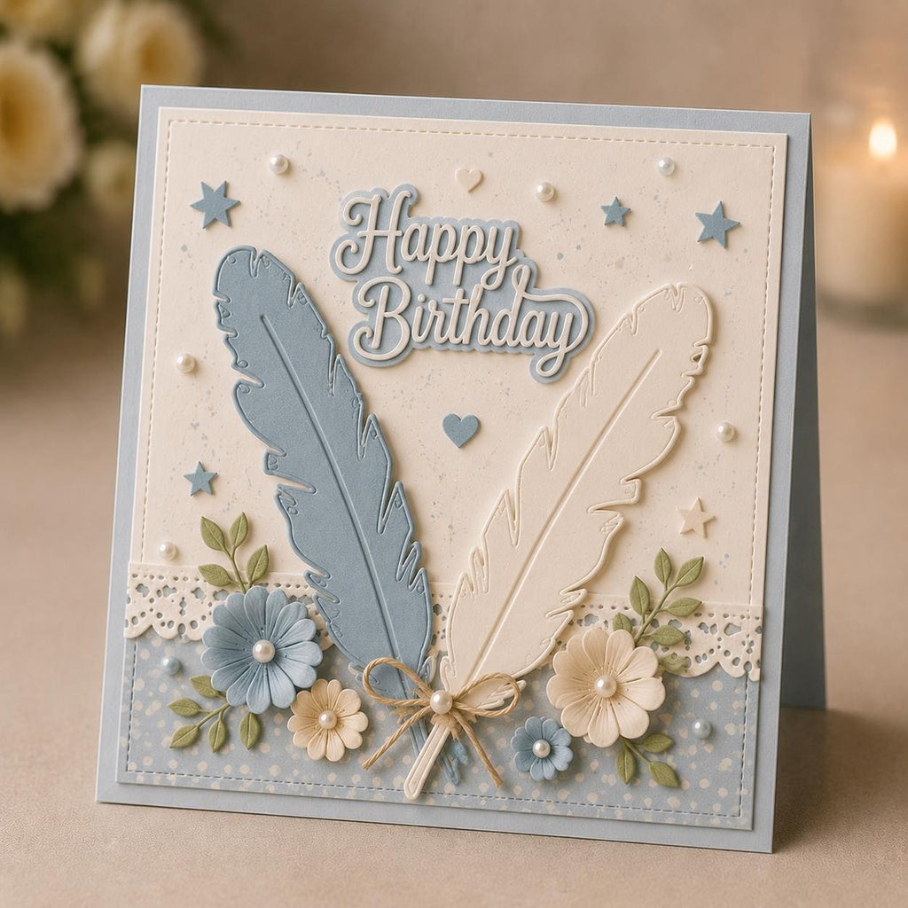 Feather Metal Die Cut Stencils, Scrapbooking Embossing (2pcs)