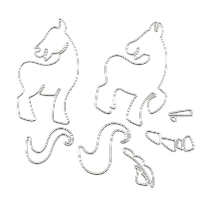 Little Horse Metal Cutting Dies, 7pcs Animal Stencils for Scrapbook Cards