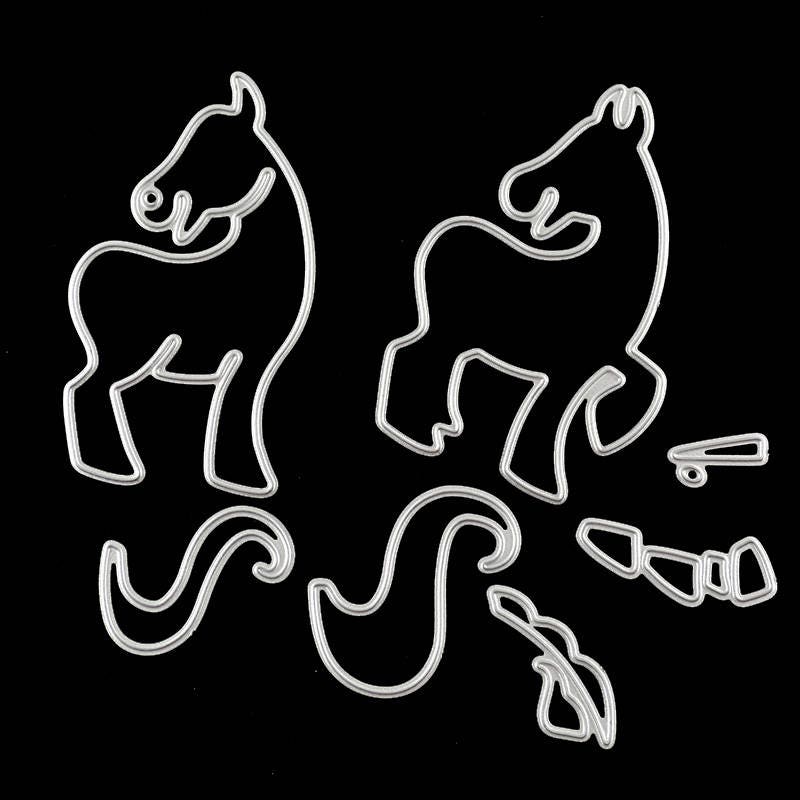 Little Horse Metal Cutting Dies, 7pcs Animal Stencils for Scrapbook Cards