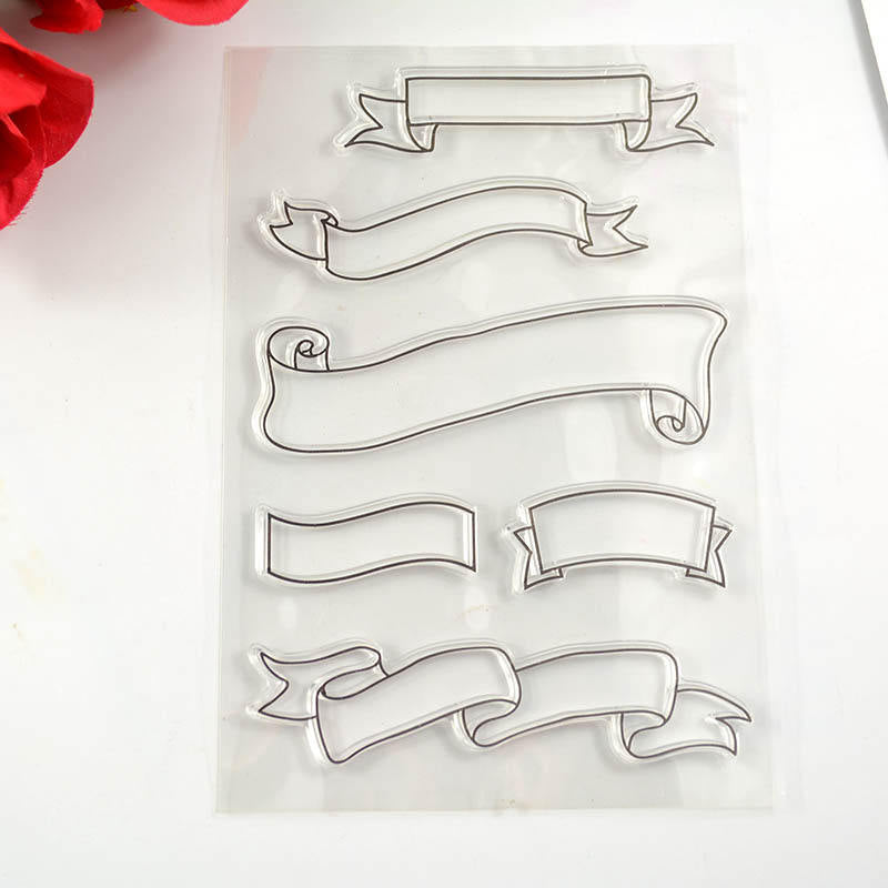 Banner Ribbon Clear Stamps, Scrapbooking DIY (11x16cm)