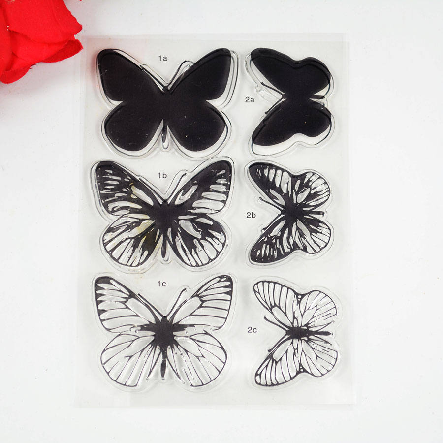Step colors Butterfly clear stamp DIY scrapbooking Card making rubber seal