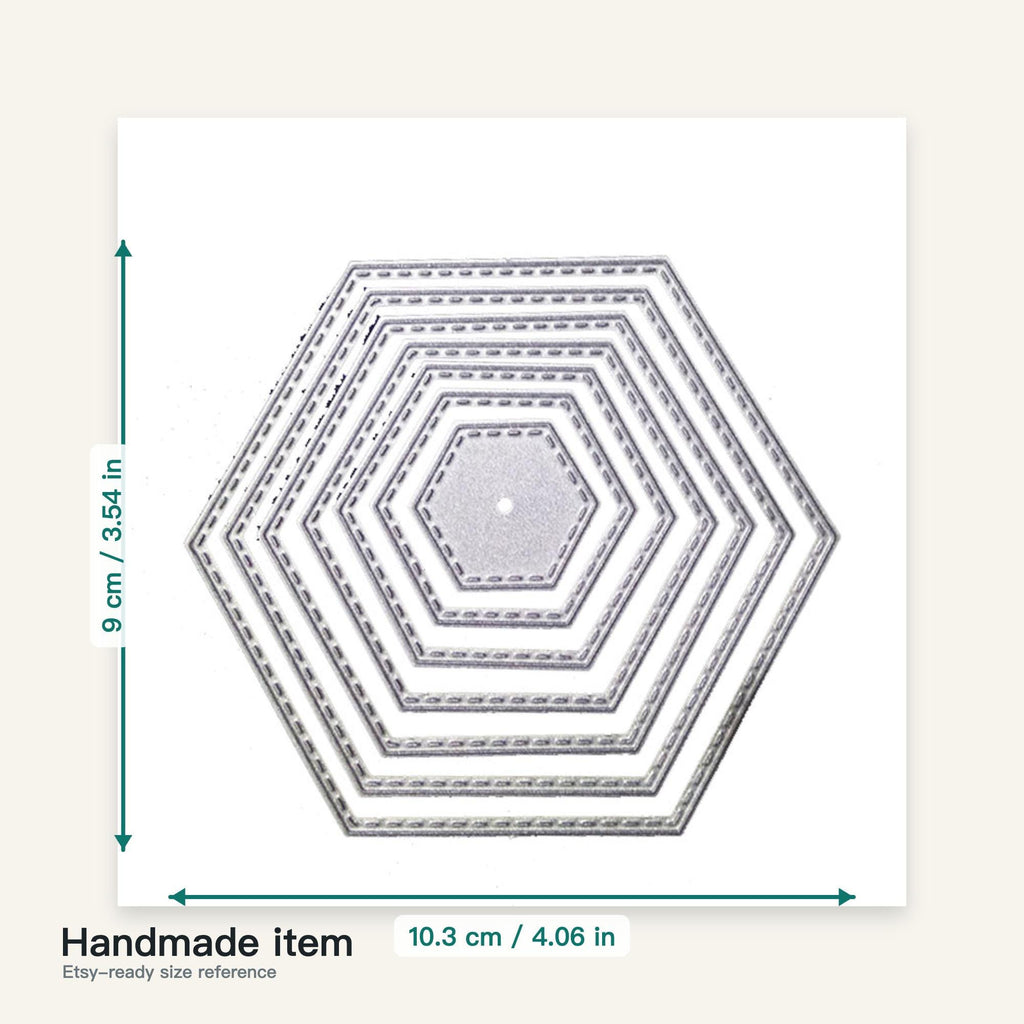 7pcs Hexagon Metal Cutting Dies for Scrapbooking DIY Paper Cards and Fabric Crafts