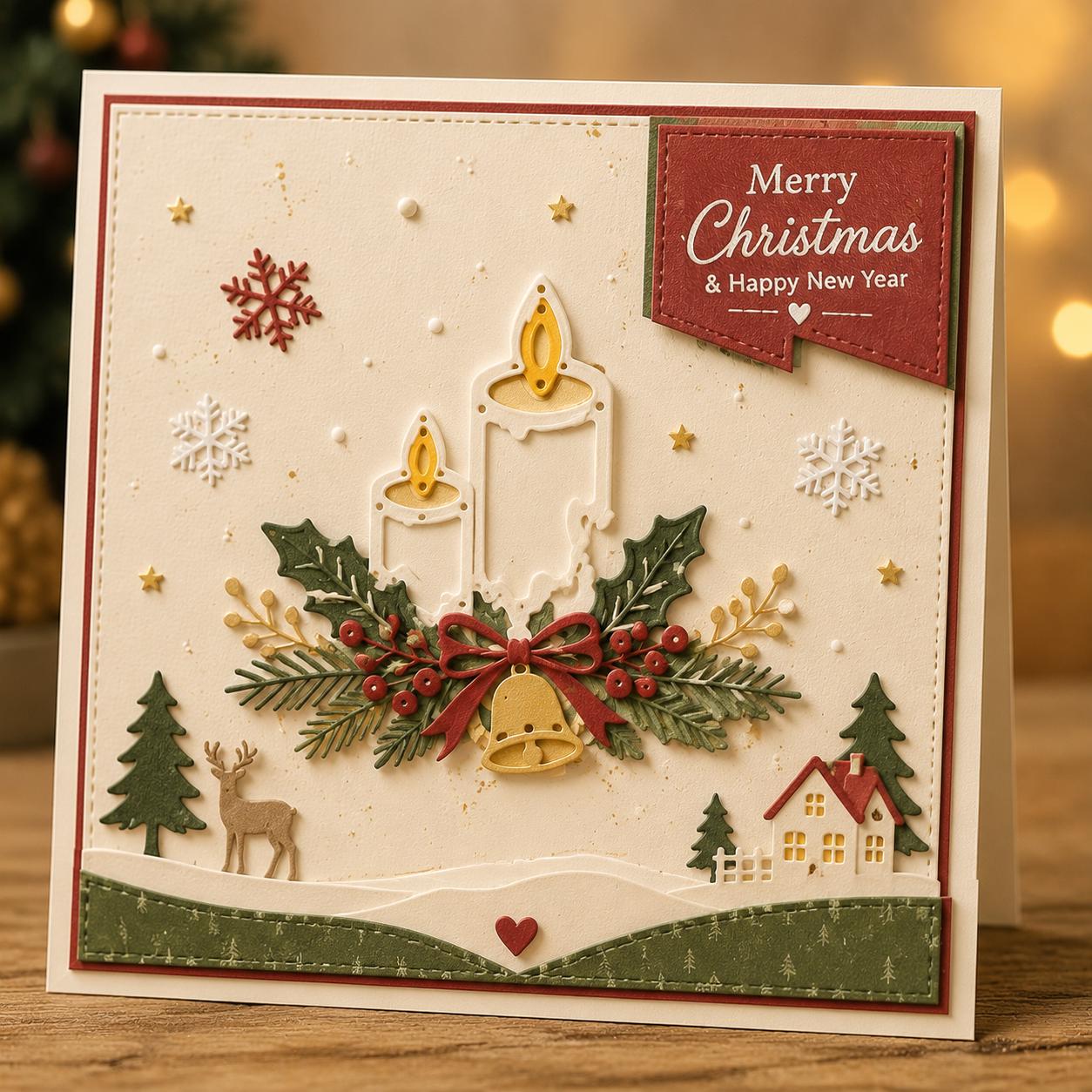 Christmas Candles Die Cut, Metal Stencil for Scrapbooking