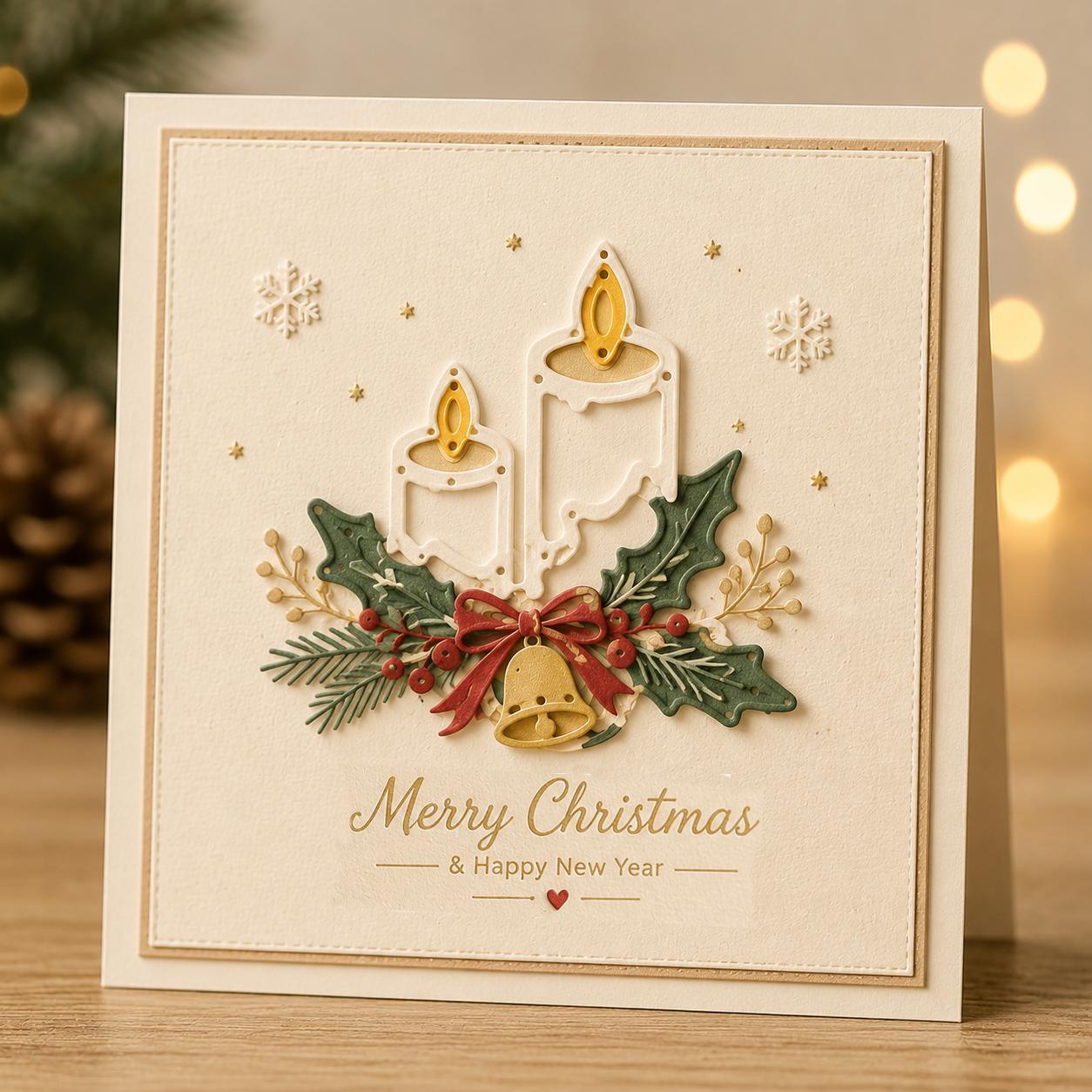 Christmas Candles Die Cut, Metal Stencil for Scrapbooking